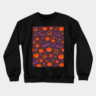 Halloween Spooky Orange Pumpkin Pattern Crewneck Sweatshirt